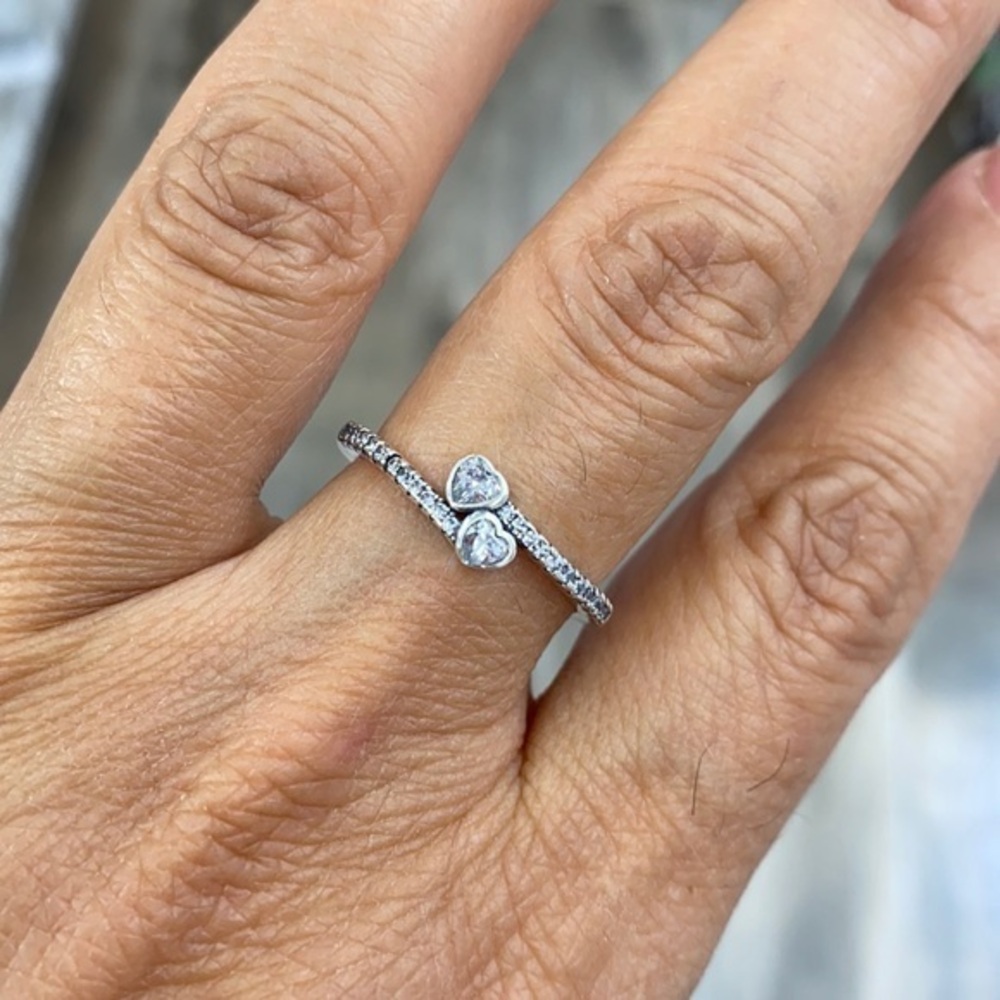 New Double Heart Sterling silver heart Ring
